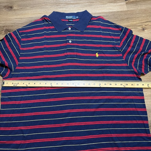 Vintage Polo Ralph Lauren Mens 2XB Big Navy Red Striped Pima Cotton Gold Pony - Picture 6 of 9